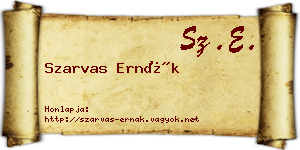 Szarvas Ernák névjegykártya